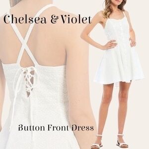 C&V CHELSEA & VIOLET Button Front Lace-up Back Fit & Flare Dress NWT/Lg (Jr’s)